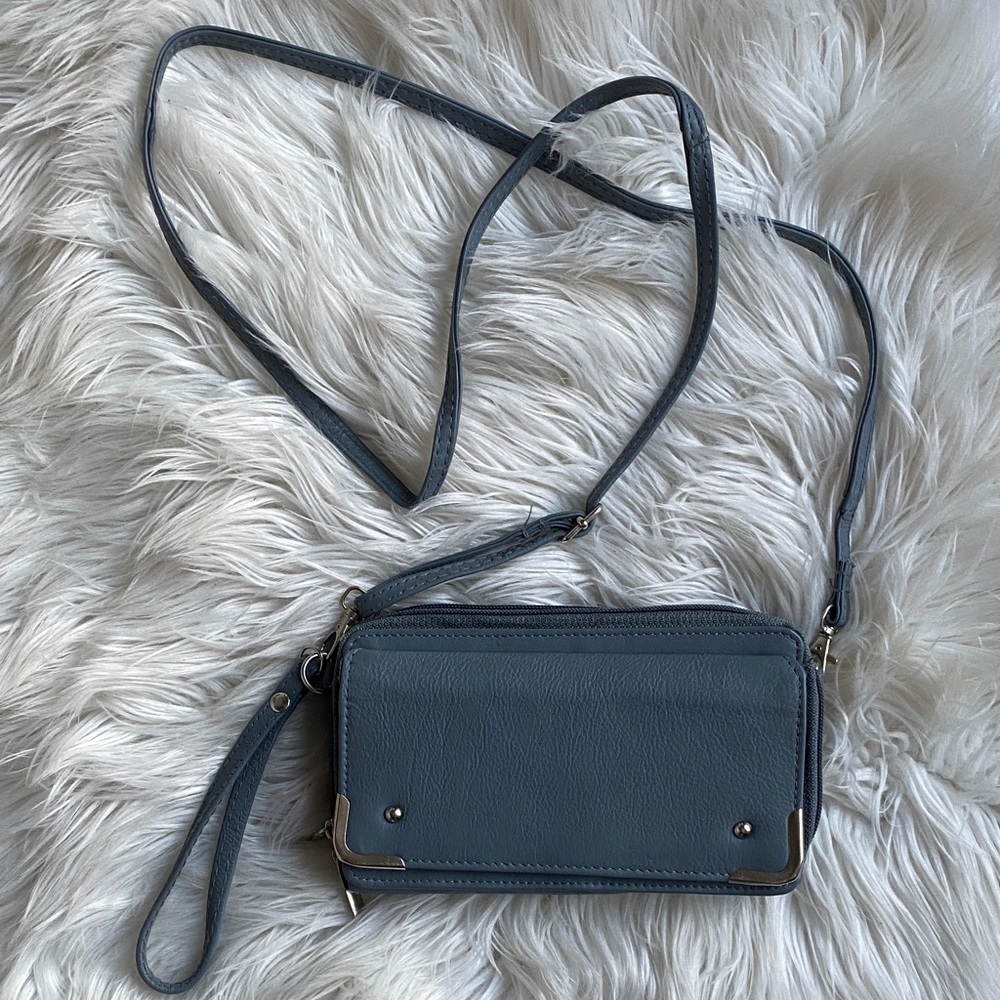 SOLD ‼️Gray Toned Blue Crossbody Wallet Bag